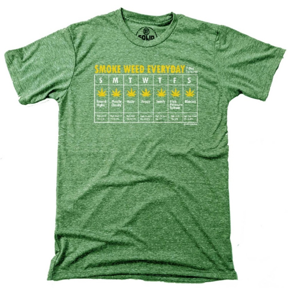 Smoke Weed Every Day Men’s Heather Green Tee Shirt Novelty Fun Perfect Gift!